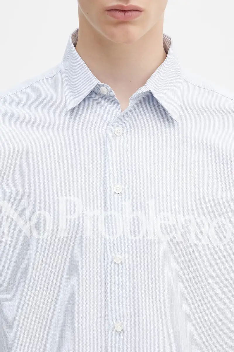 camicia in cotone No Problemo LS Stripe Shirt Blu miniatura 4