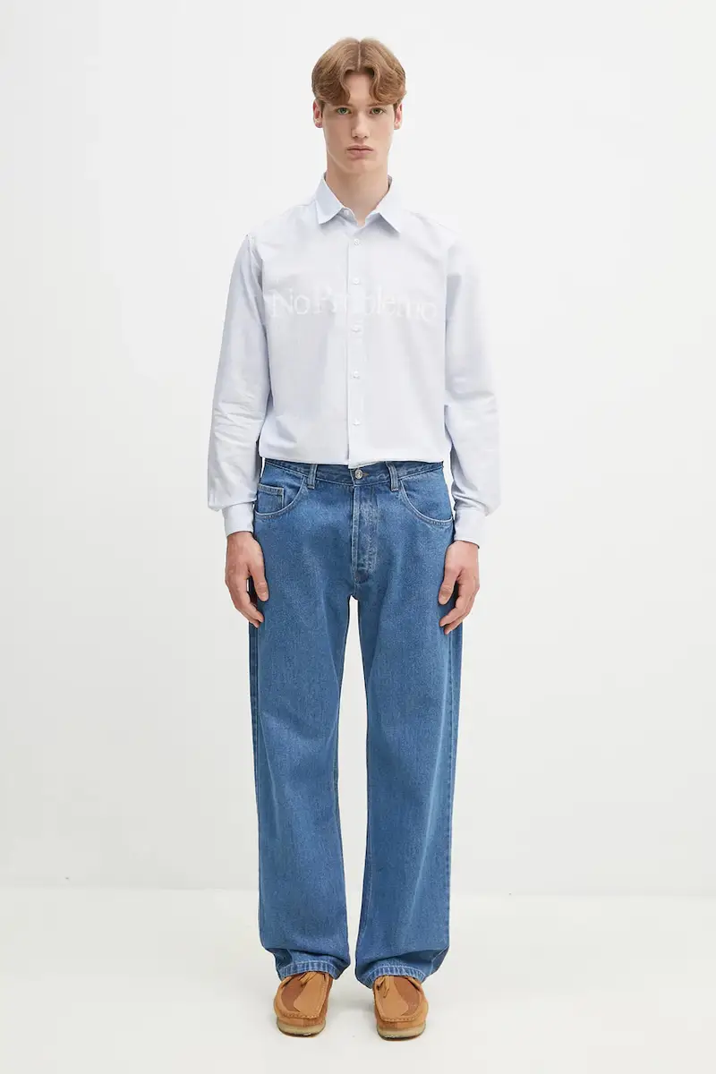 camicia in cotone No Problemo LS Stripe Shirt Blu miniatura 5