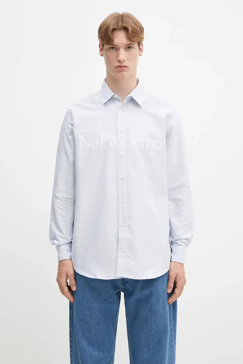 camicia in cotone No Problemo LS Stripe Shirt Blu