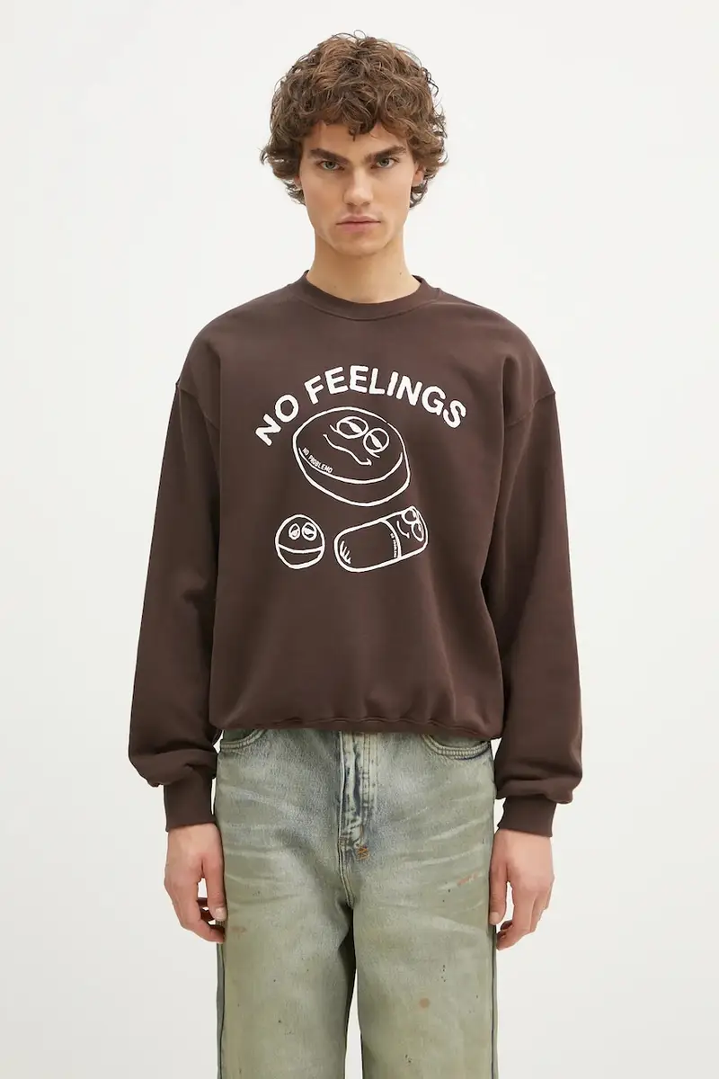 felpa in cotone Hard Feelings Crew Neck Sweat uomo colore marrone NP20003.02