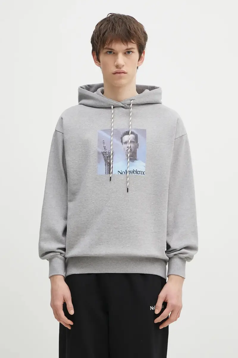 felpa in cotone I ll Be Back Hoodie uomo colore grigio con cappuccio NP20015.02