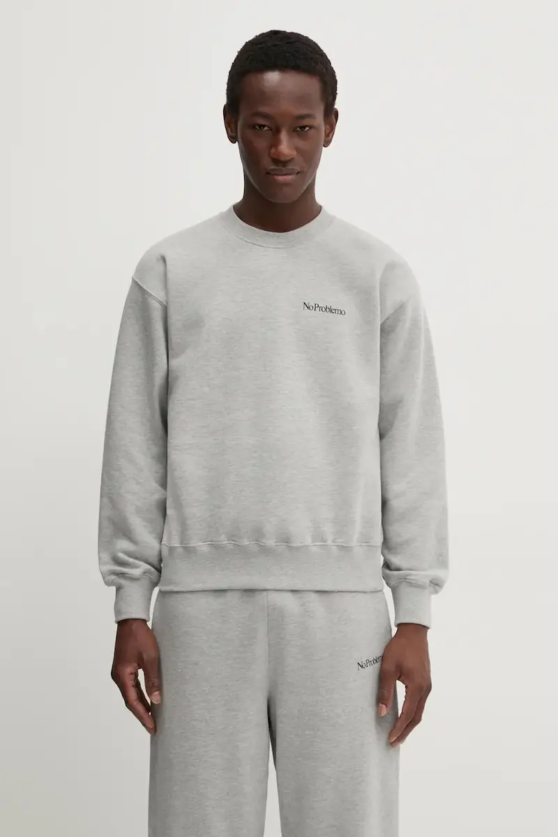 felpa in cotone Mini Problemo Crew Neck Sweat colore grigio NP20009.02