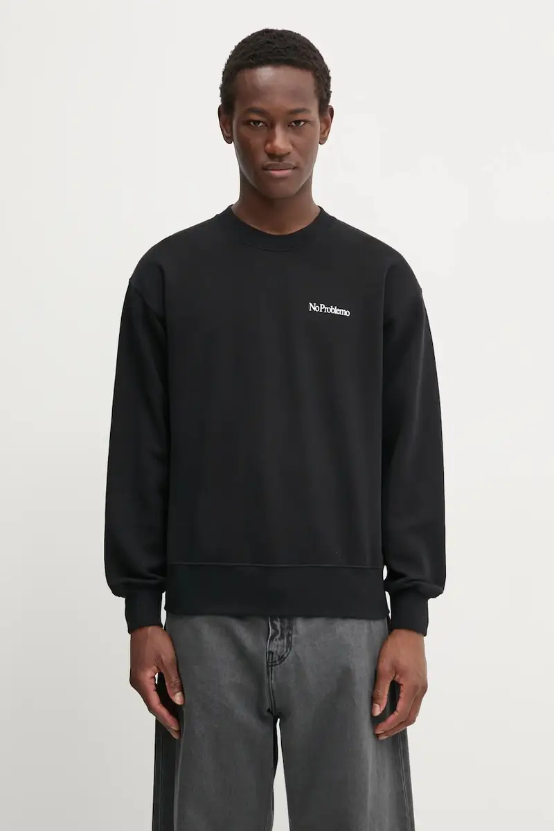 felpa in cotone Mini Problemo Crew Neck Sweat colore nero NP20009.02