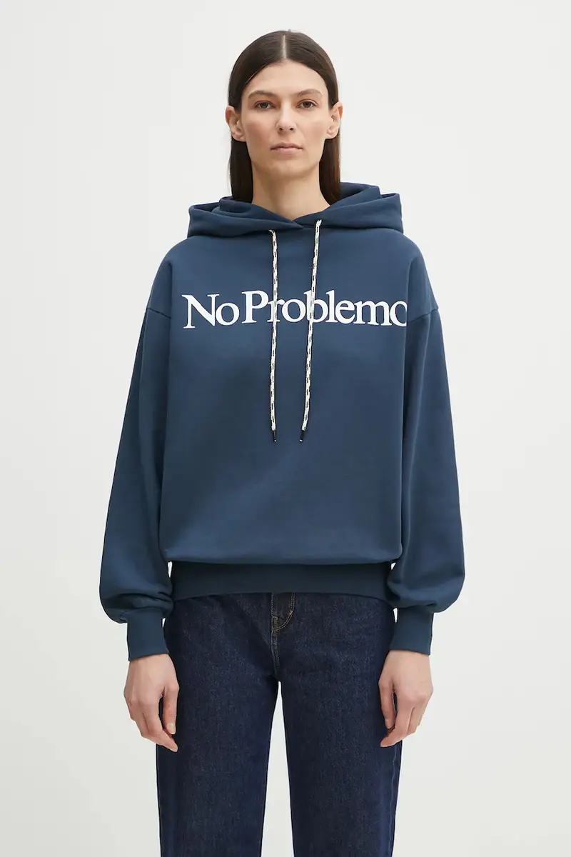 felpa in cotone No Problemo Hoodie Blu navy miniatura 2