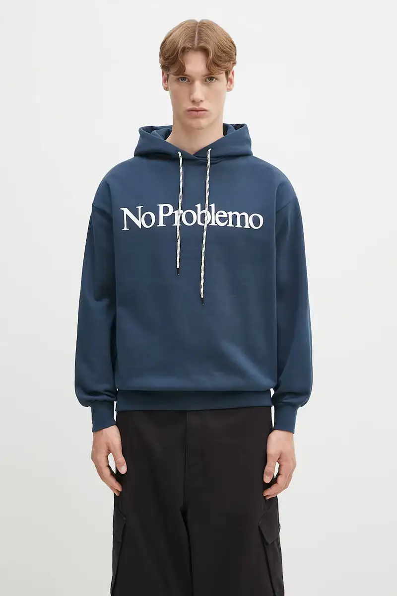 felpa in cotone No Problemo Hoodie Blu navy
