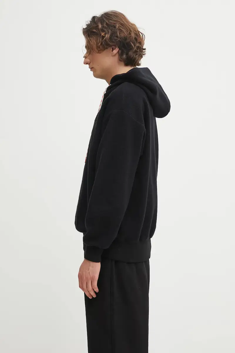 felpa in cotone Reverse Fleece Hoodie Nero miniatura 2