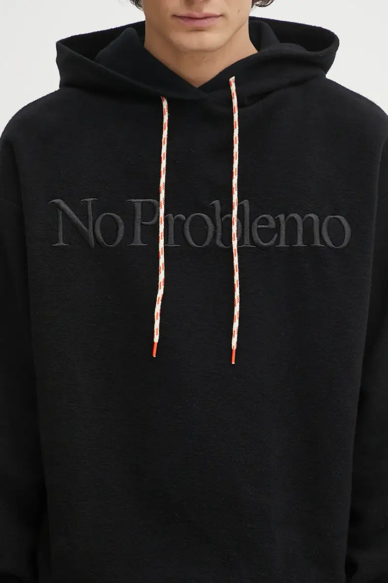 felpa in cotone Reverse Fleece Hoodie Nero miniatura 4