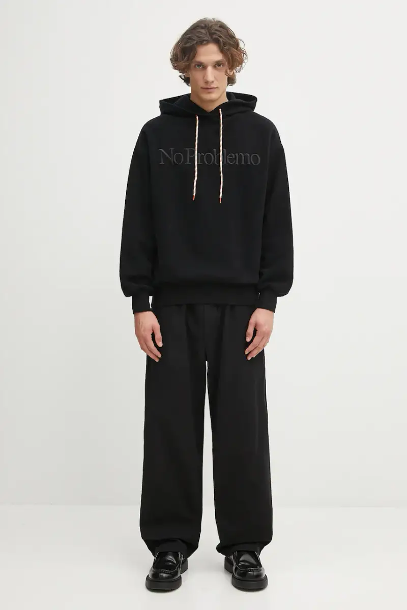 felpa in cotone Reverse Fleece Hoodie Nero miniatura 5