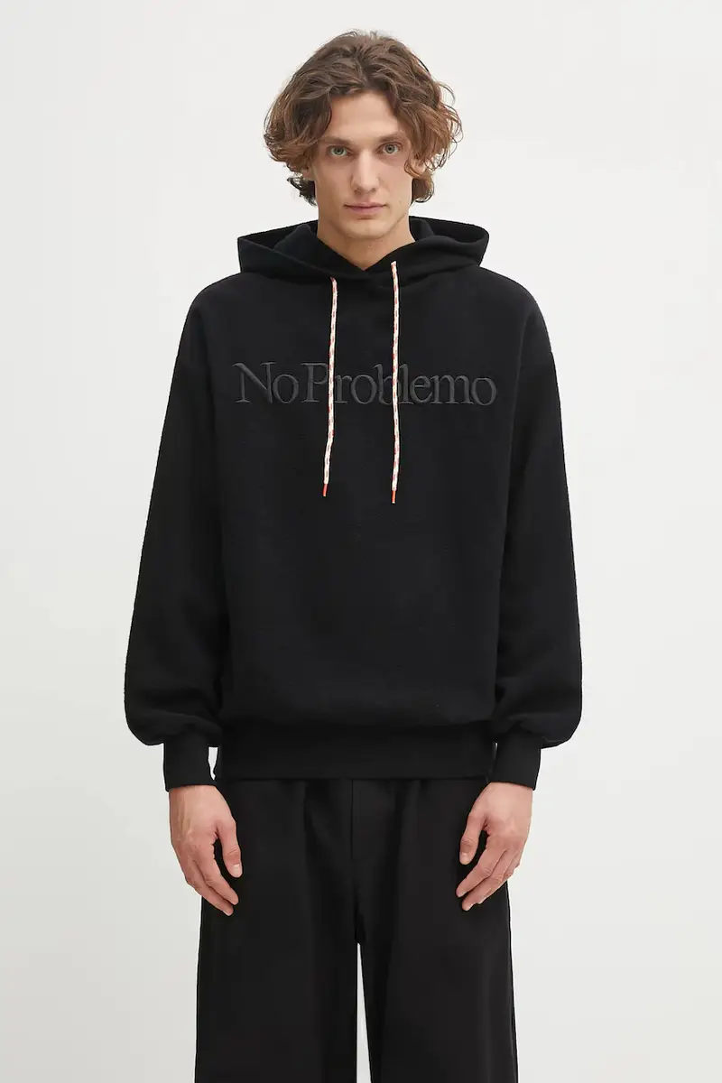 felpa in cotone Reverse Fleece Hoodie Nero