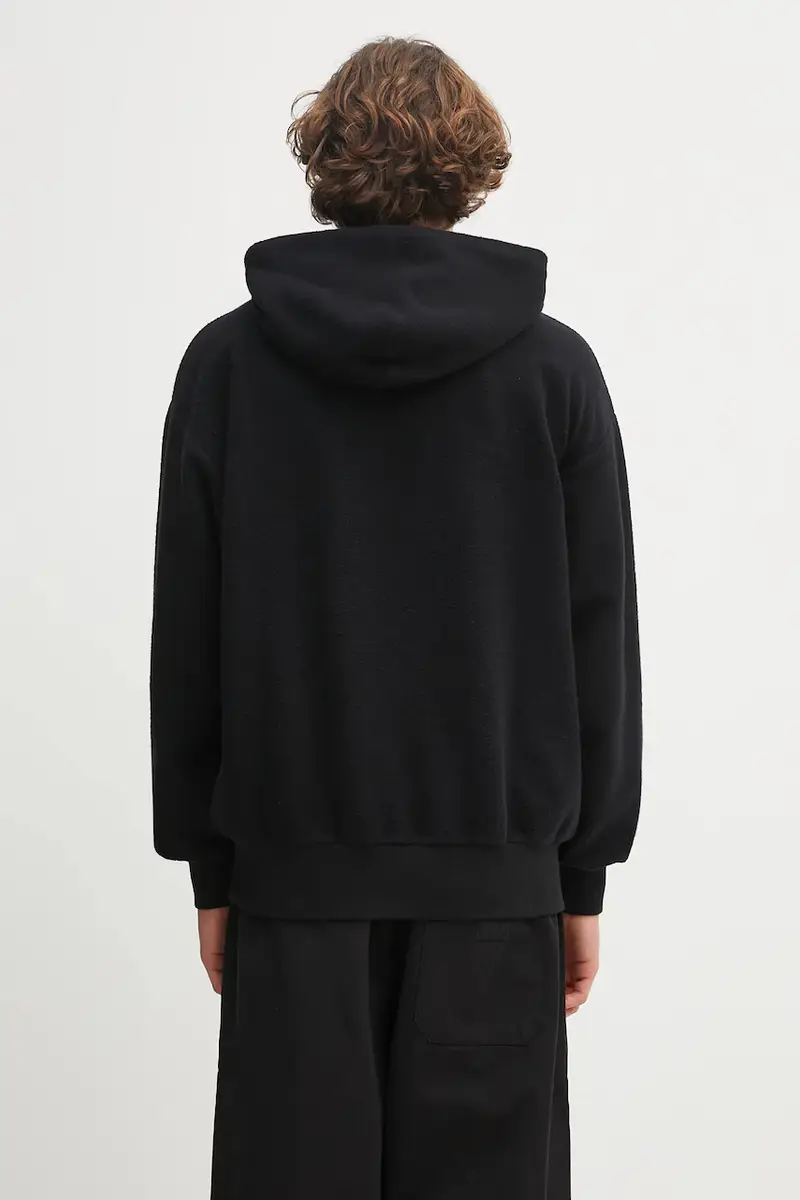 felpa in cotone Reverse Fleece Hoodie uomo colore nero con cappuccio con applicazione NP2002204 miniatura 3