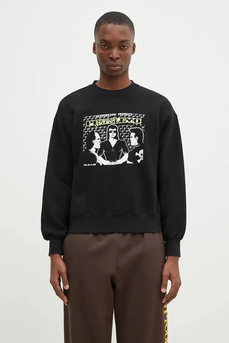 felpa in cotone Subway Crew Neck Sweat uomo colore nero NP20004.02