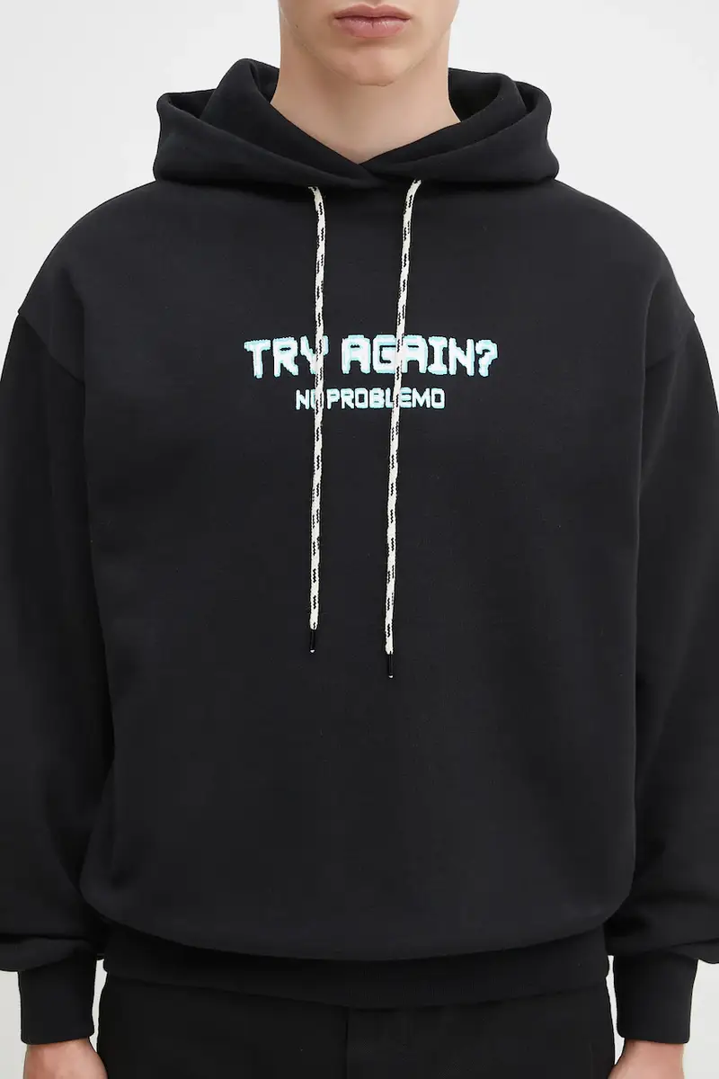 felpa in cotone Try Again Hoodie Nero miniatura 4