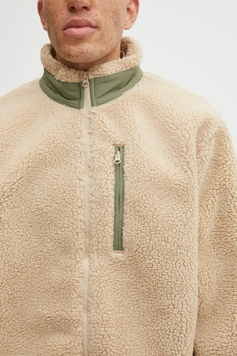 felpa in pile Zip Through Fleece Beige miniatura 4