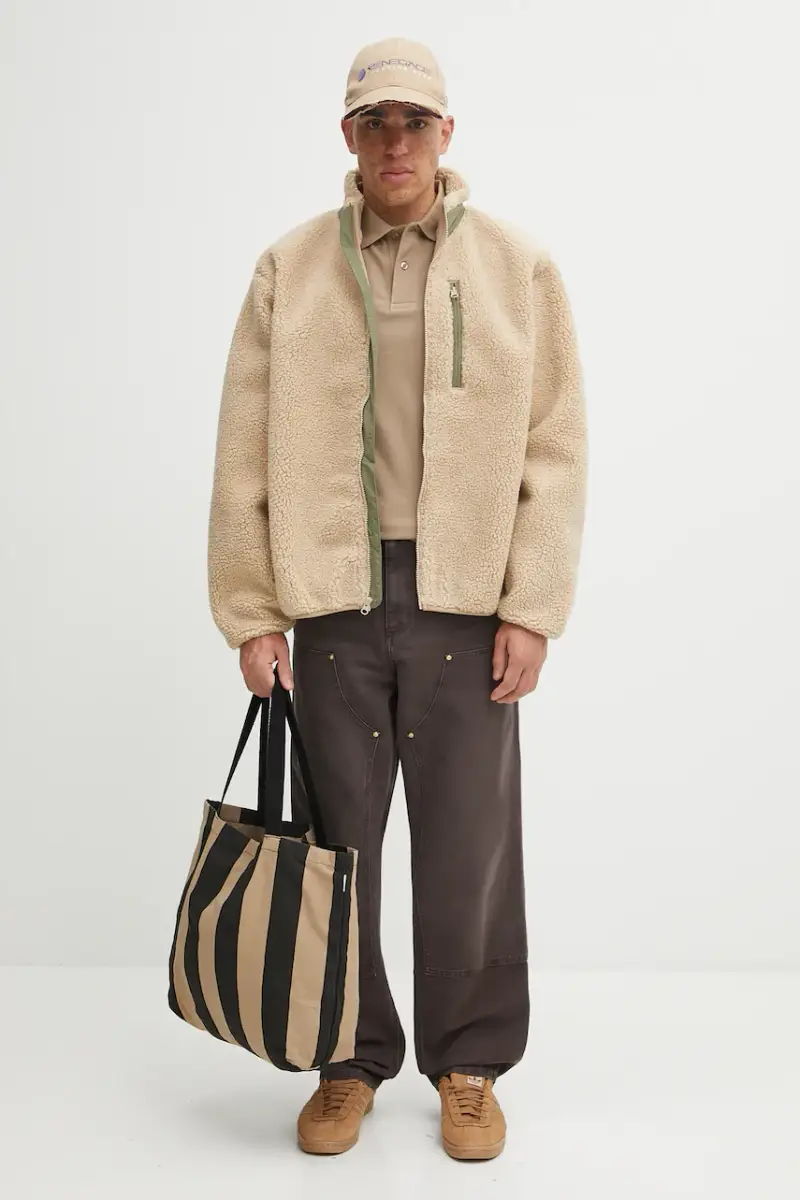 felpa in pile Zip Through Fleece Beige miniatura 5