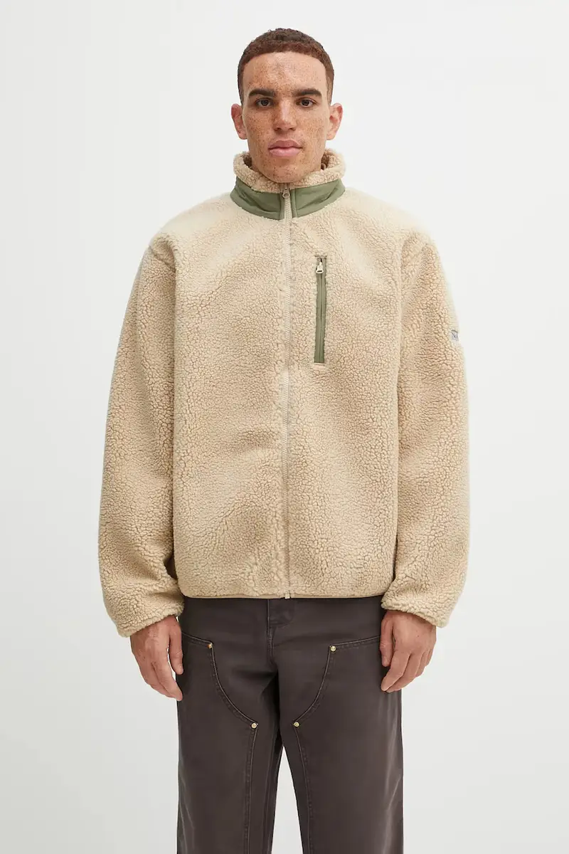 felpa in pile Zip Through Fleece Beige