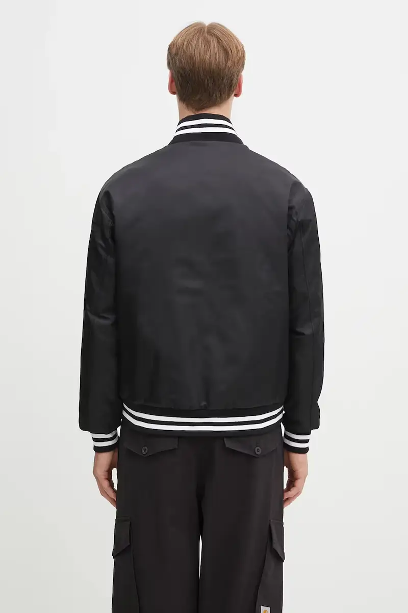giacca bomber NYP Nylon Varsity Jacket Nero miniatura 3