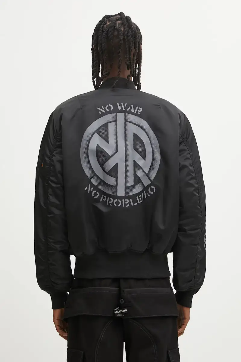 giacca bomber reversibile Alpha Industries No War MA-1 colore nero NP7113504 miniatura 3