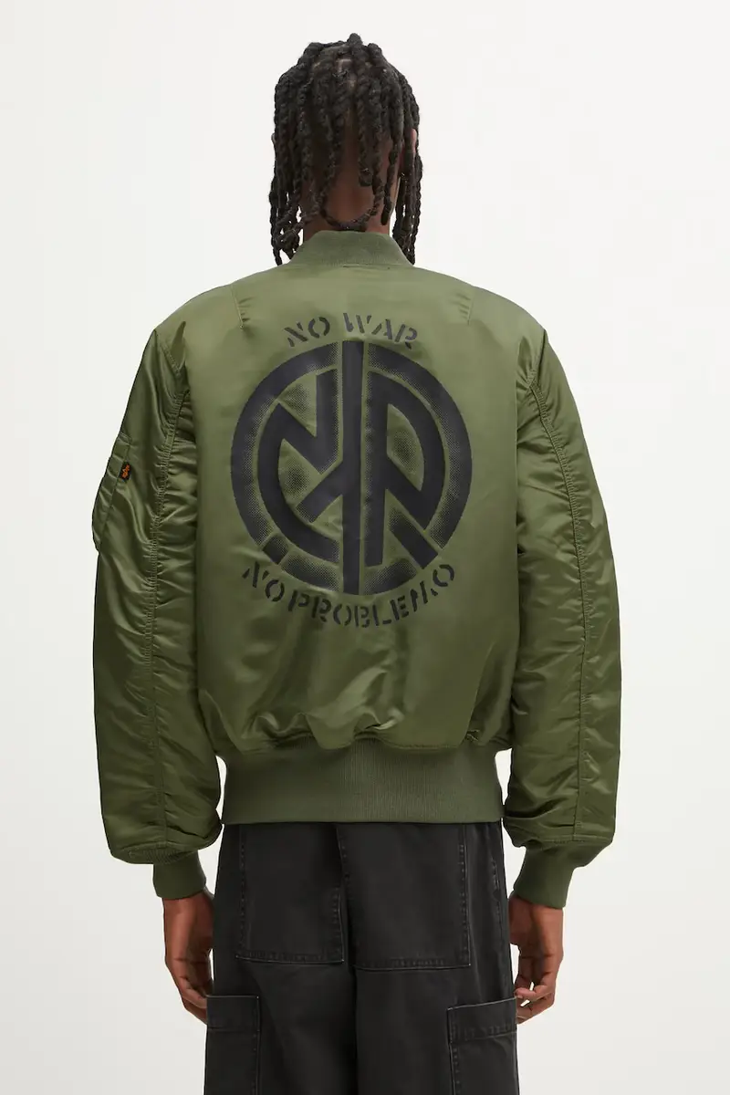 giacca bomber reversibile Alpha Industries No War MA-1 Verde miniatura 3