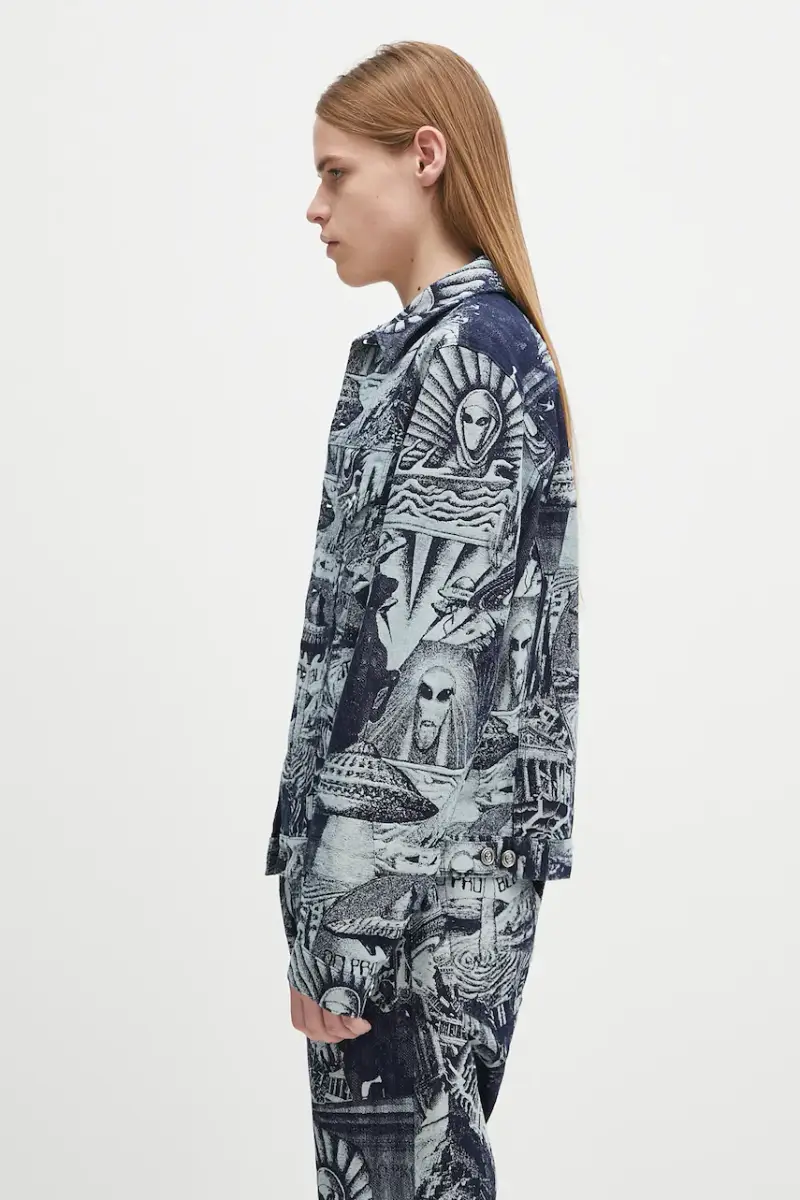 giacca in cotone Apocalypse Jacquard Trucker Jacket Blu miniatura 2