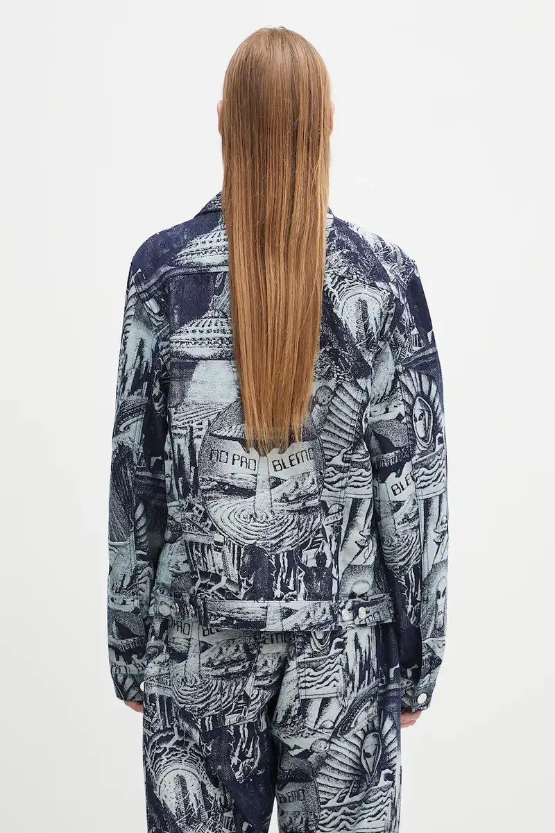 giacca in cotone Apocalypse Jacquard Trucker Jacket Blu miniatura 3