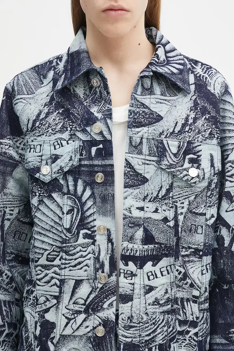 giacca in cotone Apocalypse Jacquard Trucker Jacket Blu miniatura 4