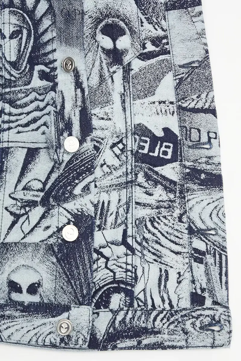 giacca in cotone Apocalypse Jacquard Trucker Jacket Blu miniatura 5