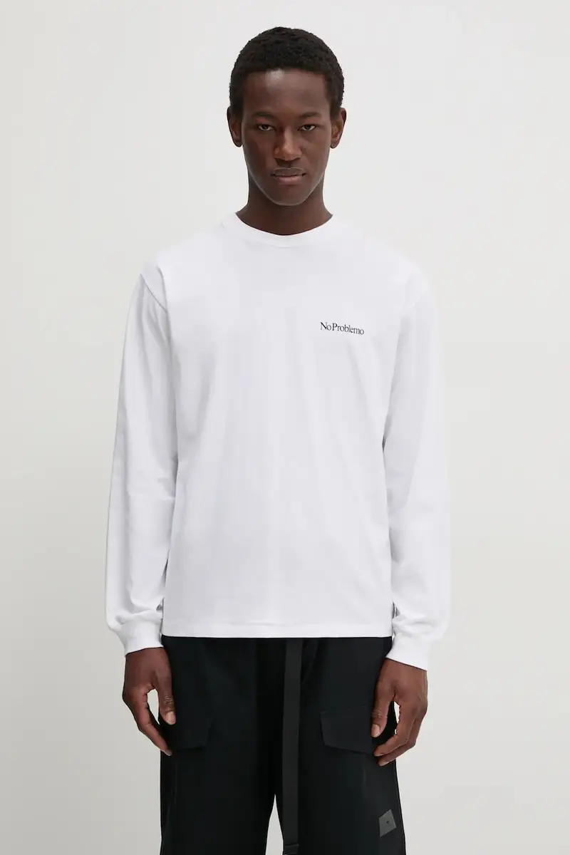 top a maniche lunghe in cotone Mini Problemo Longleeve Tee colore bianco NP60029.02