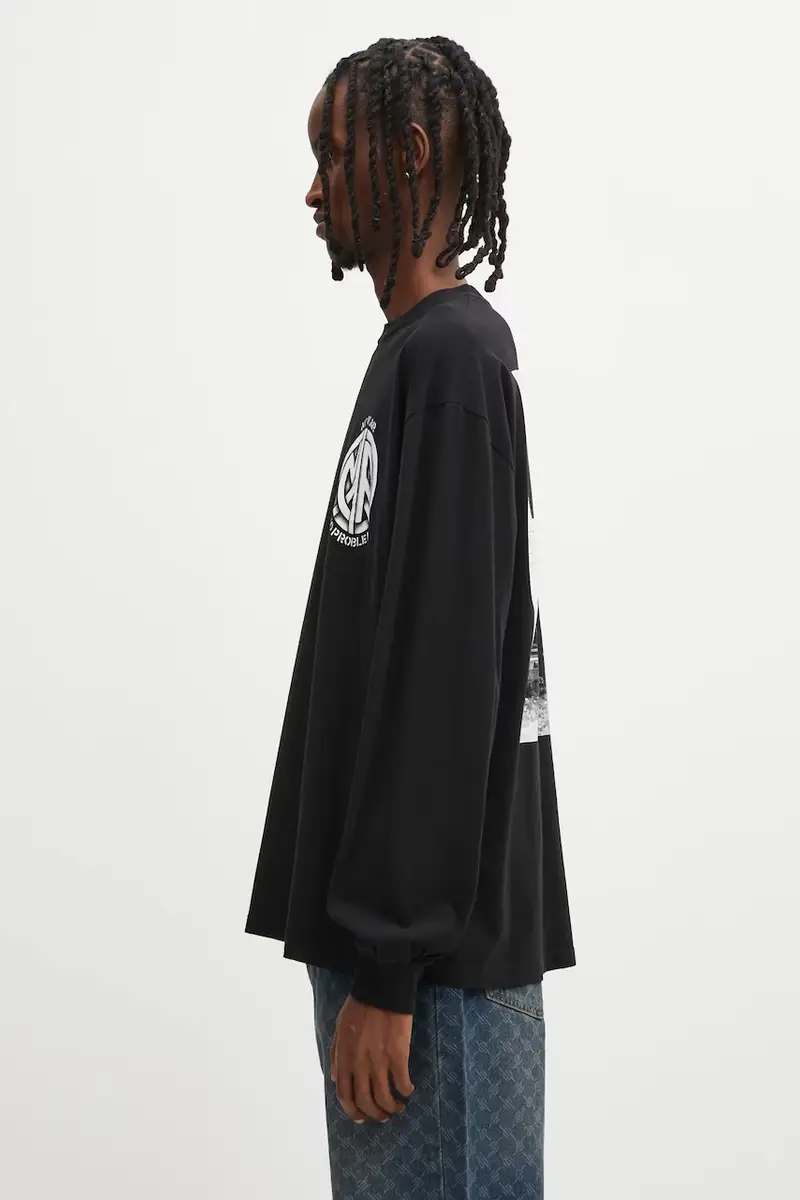 top a maniche lunghe in cotone No War colore nero NP6002404 miniatura 2