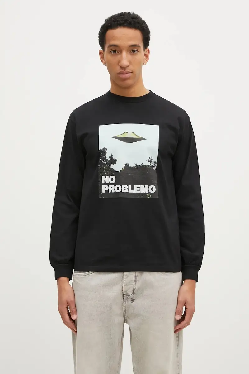 top a maniche lunghe in cotone Visitors colore nero NP60024.02