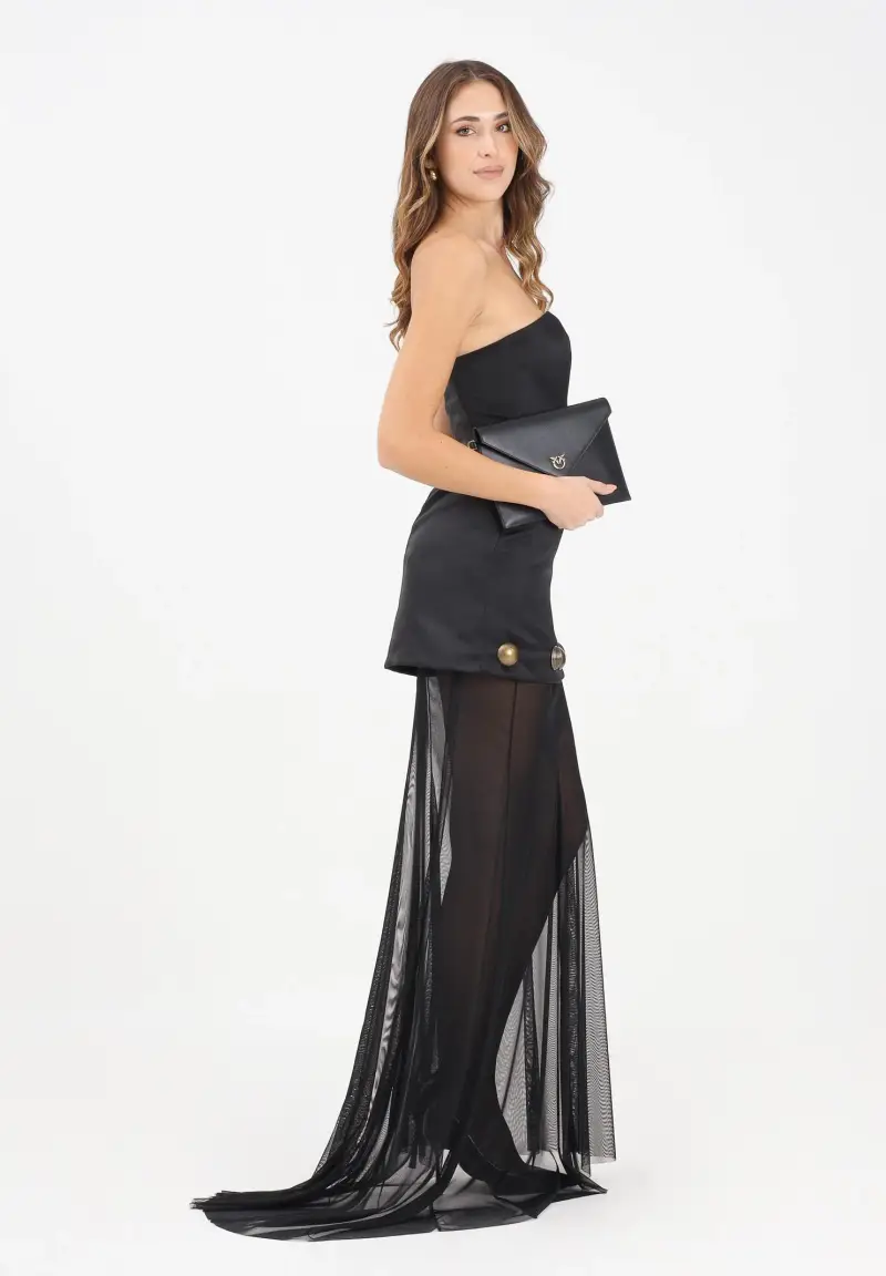 Gonna lunga nera da donna in tulle trasparente miniatura 2