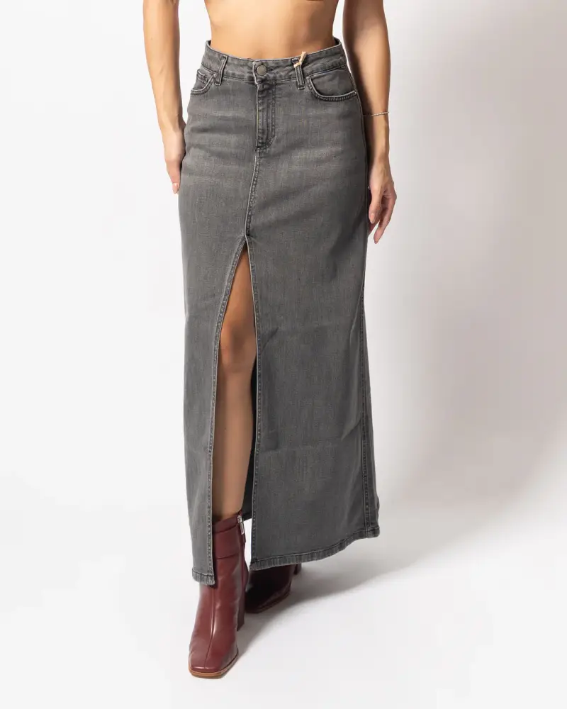 GONNA LONGUETTE DENIM GRIGIA Nero miniatura 2