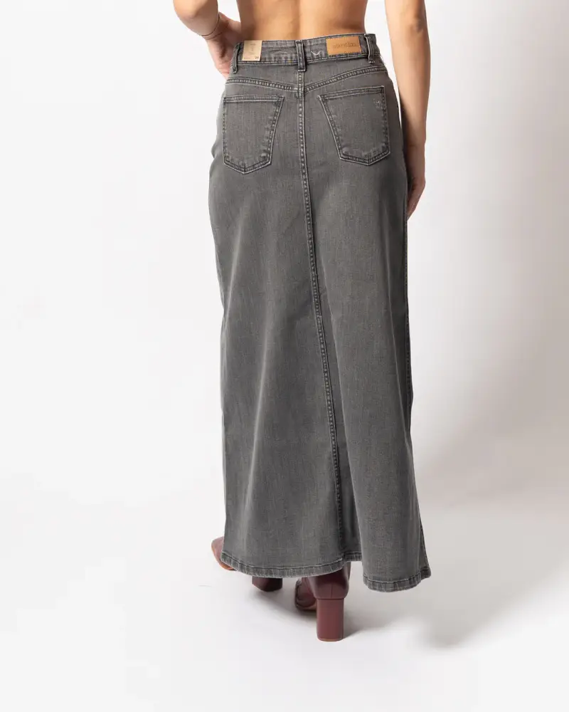 GONNA LONGUETTE DENIM GRIGIA Nero miniatura 3