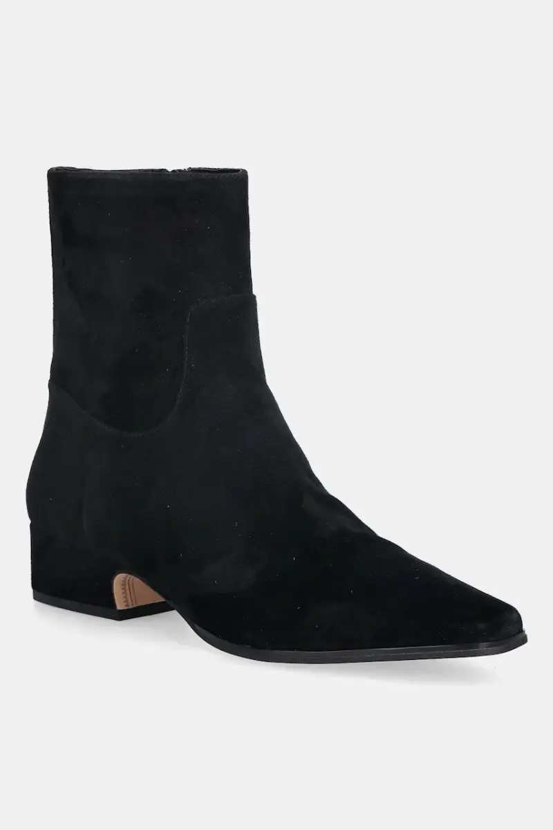 stivaletti alla caviglia in camoscio Dusty Black Suede Nero
