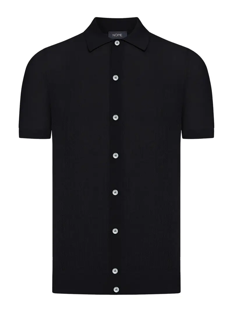 Camicia leggera in maglia traforata Nero