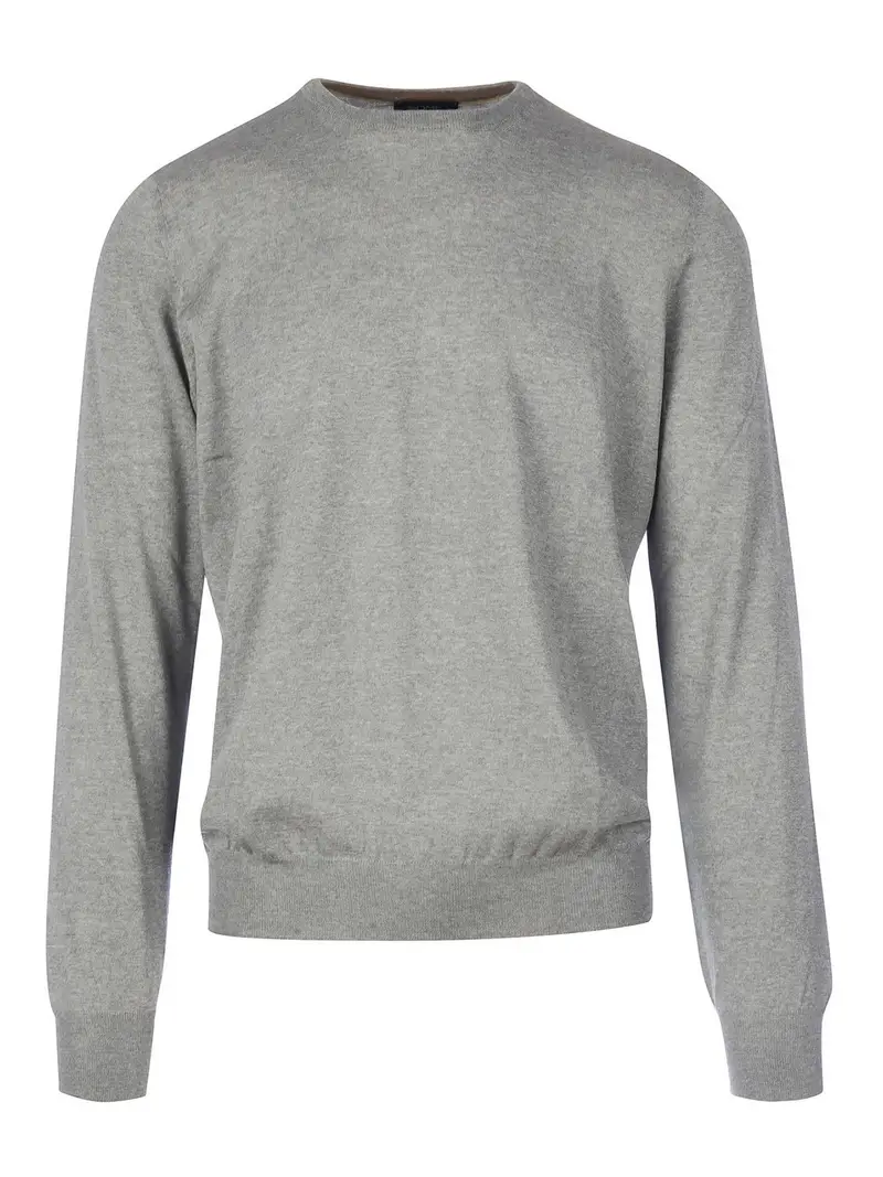 Maglia sottile in cashmere Grigio Chiaro