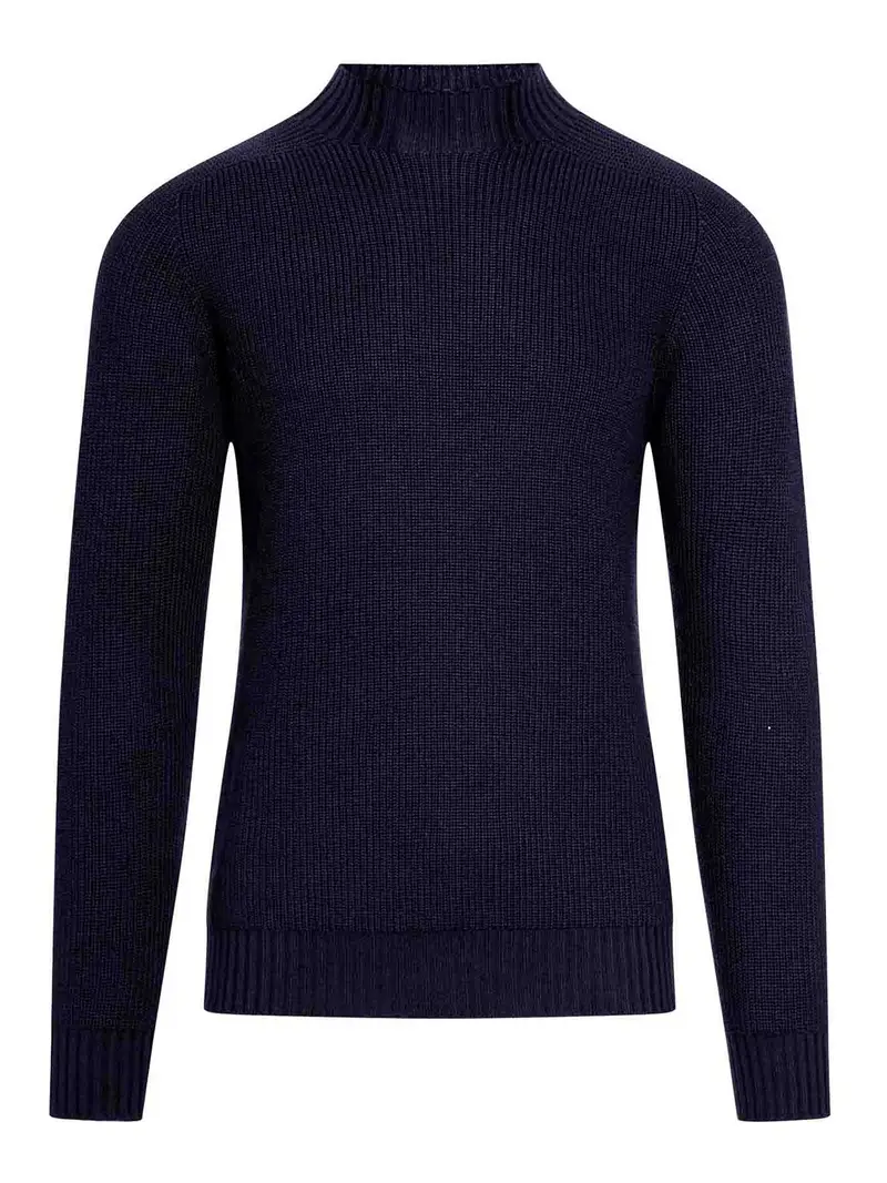 Maglione a collo alto in lana Blu