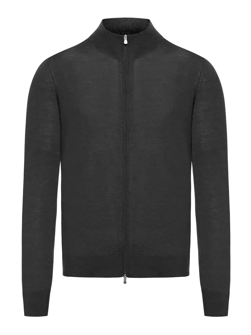 Maglione in lana con zip Nero
