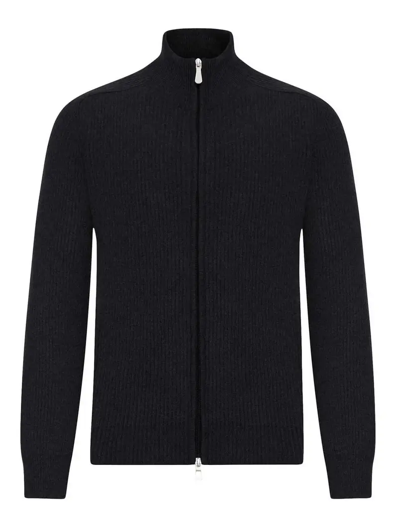 Maglione in lana con zip Nero