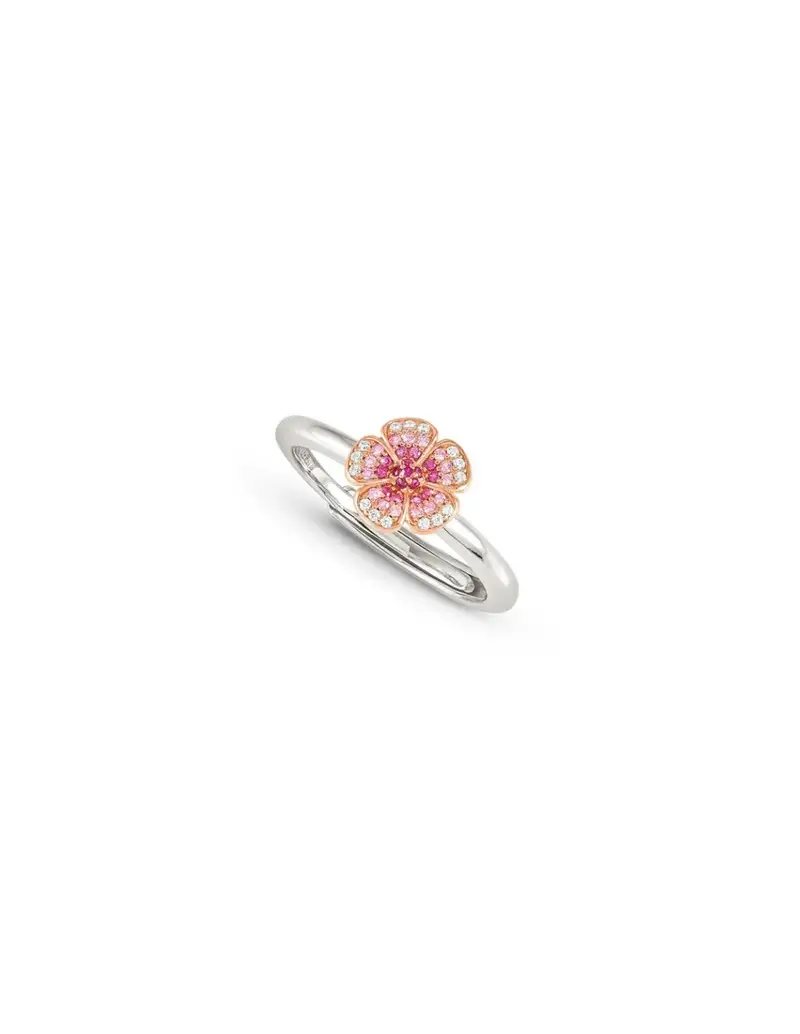 Anello regolabile NOMINATION CRYSALIS in argento 925 con fiorellino e cristalli rosa 241100/010