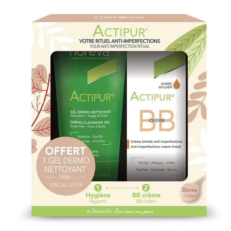 Noreva Actipur - Set Rituale Anti-Imperfezioni - Golden BB Cream 30ml + Gel Dermodetergente 100ml IN OMAGGIO
