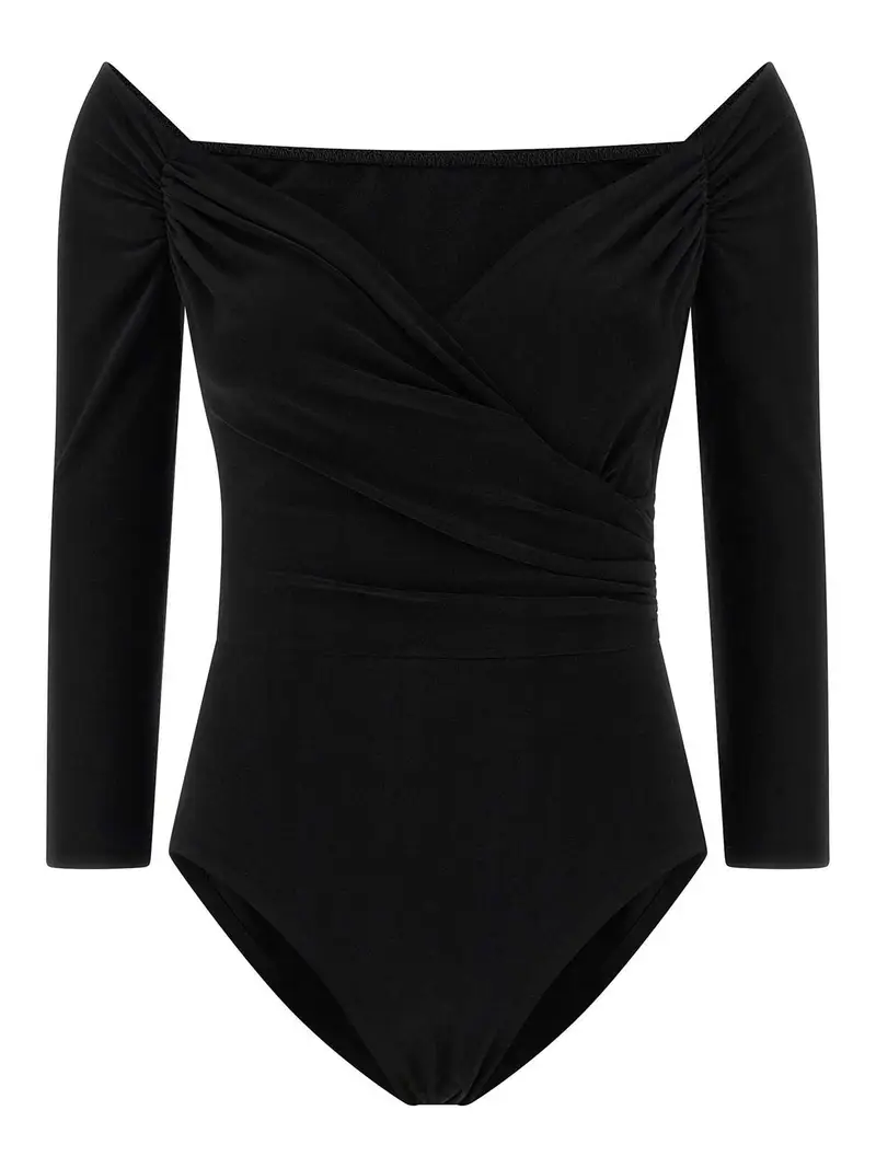 Body con scollo a cuore Nero