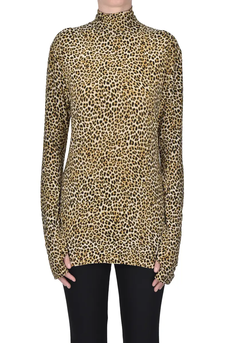 Top in jersey animalier