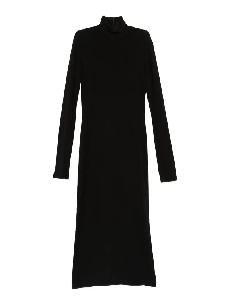 Vestito midi con collo alto Nero