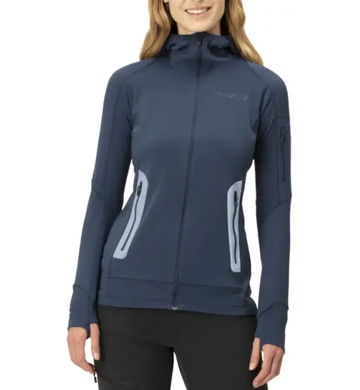 Falketind Power Grid Hood Ws - felpa in pile - donna Blue