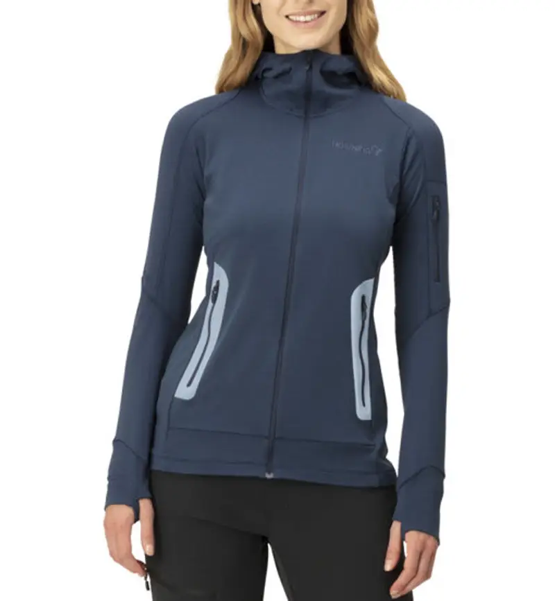 Falketind Power Grid Hood Ws - felpa in pile - donna Blue