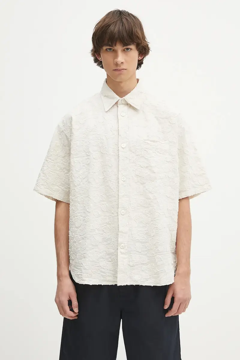 camicia Mo Oversized Fil Coupe SS Shirt uomo colore beige N40.0830.0957
