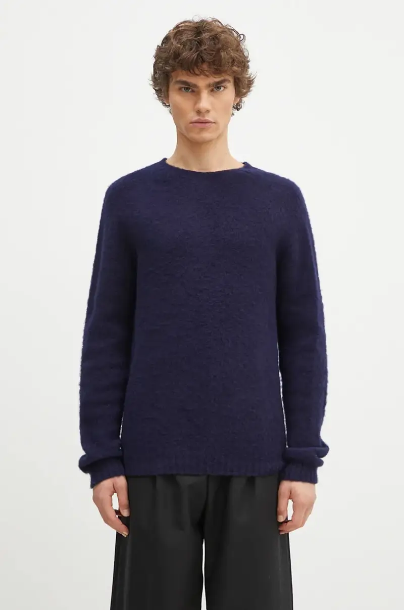 maglione in lana Birnir Brushed Lambswool uomo colore blu navy N45.0520.7004
