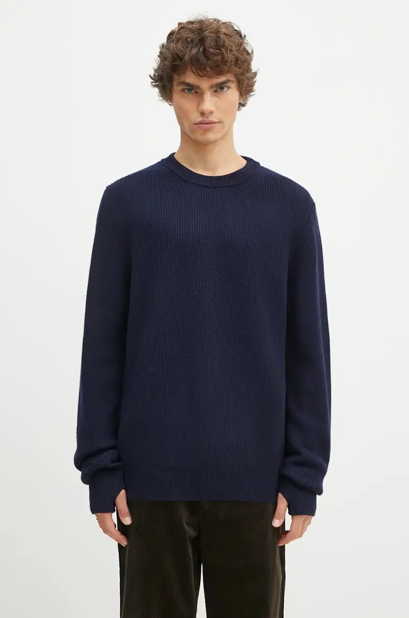maglione in lana Henning Merino Crew uomo colore blu navy N45.0561.7004