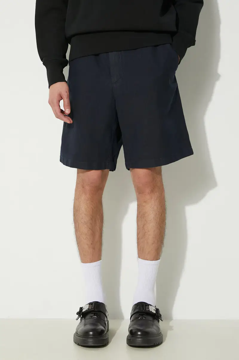 pantaloncini in lino misto Ezra Relaxed Cotton colore blu navy N35.0614.7004