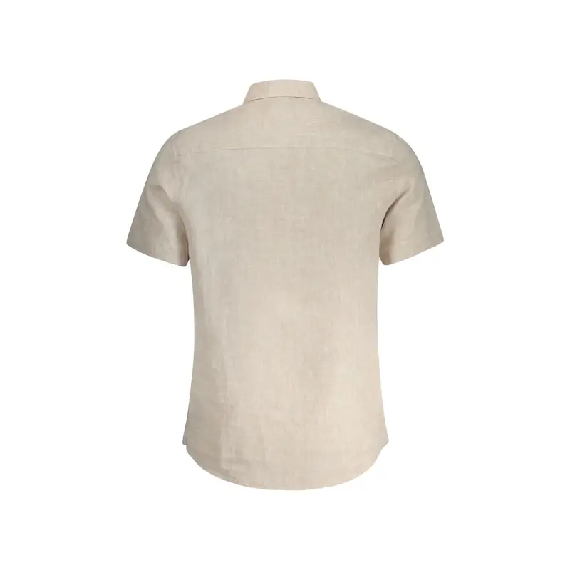 Camicia Maniche Corte Uomo Beige Ricamo miniatura 2